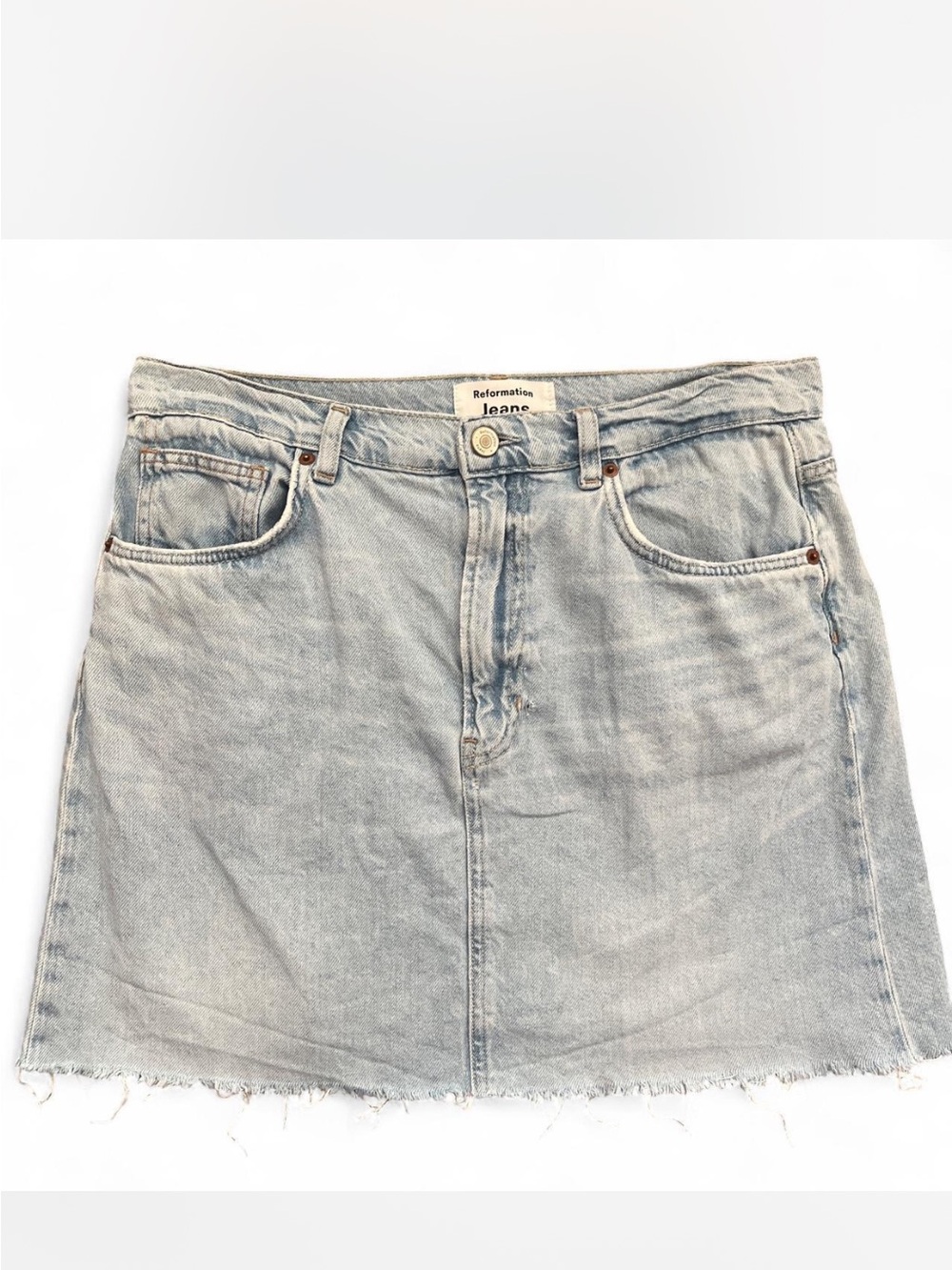 Reformation Light Blue Denim Mini Skirt